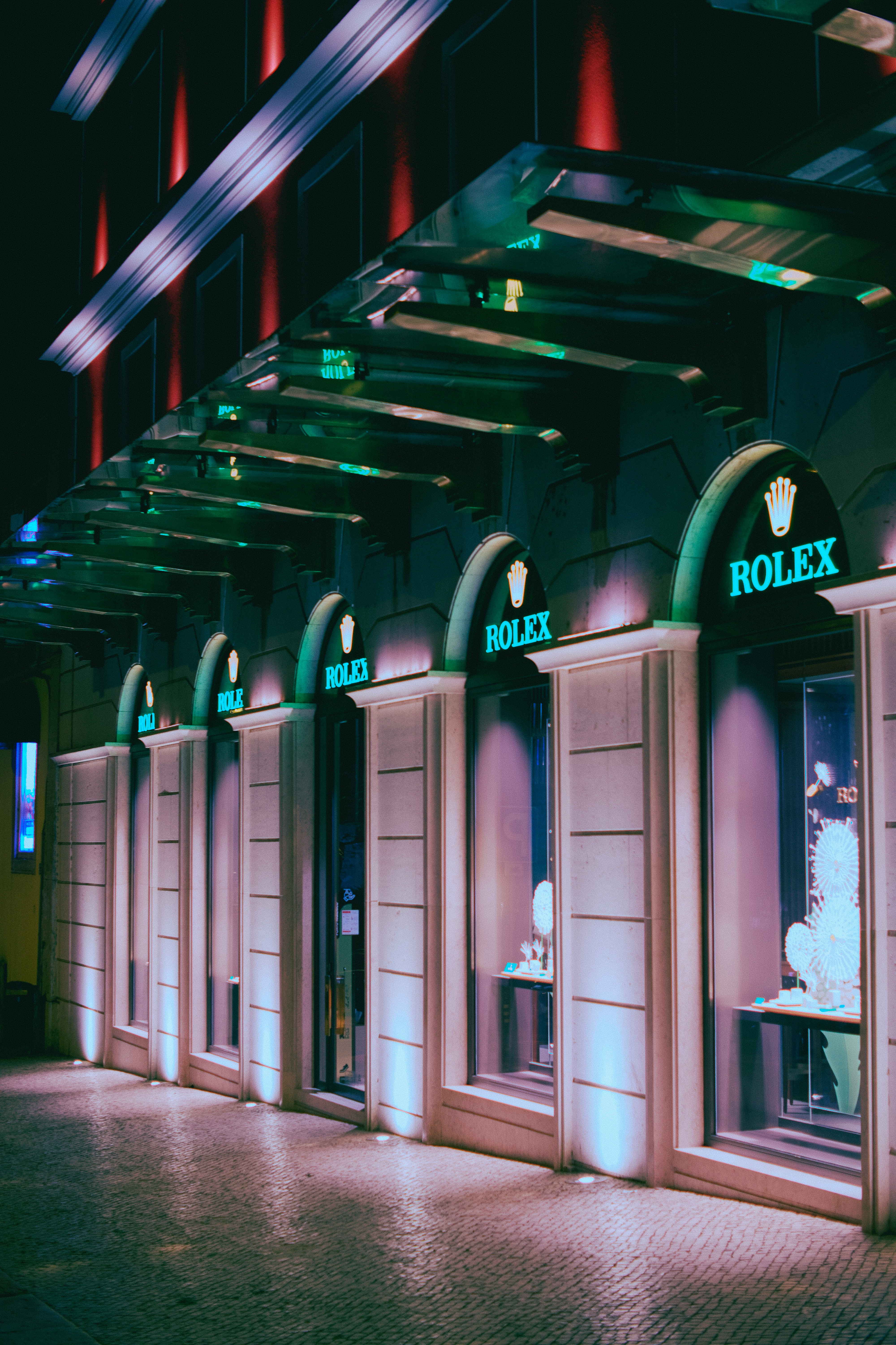 Rolex store at night